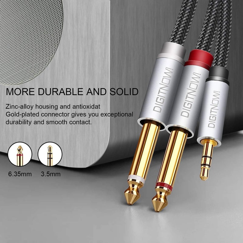 DIGITNOW 3.5mm 1/8" TRS to Dual 6.35mm 1/4" TS Mono Stereo Y-Cable Splitter Cord for Smartphone, Computer, CD Player, Speakers and Home Systems Amplifier, 3.3Ft - Image 3